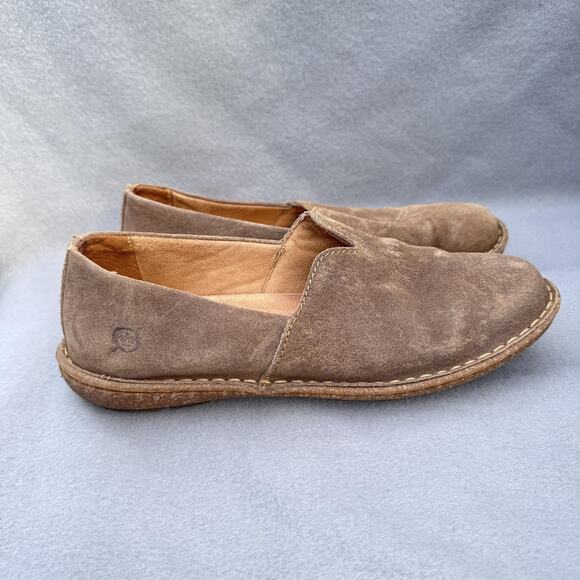 Born Teresa Shoes Women 8.5 Brown Suede Slip On Flats Loafers Comfort Casual - Picture 1 of 11